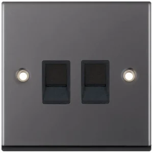 Selectric 7MPRO-441 7M-PRO 2 Gang RJ45 Data Socket - Black Nickel, Black Insert