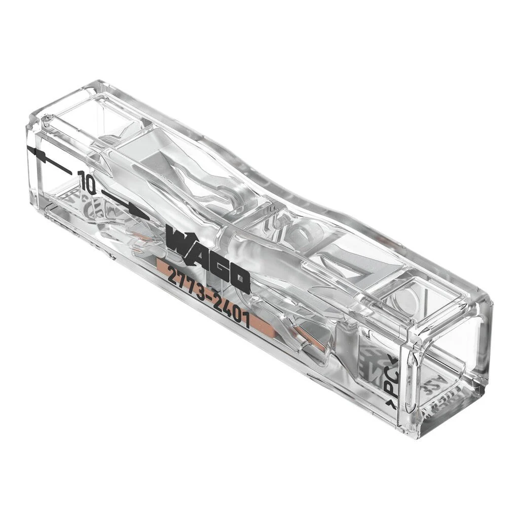 Wago 2773-2401 4mm² Inline Compact Pushwire Connector Transparent (100 Full Box) - Image 2