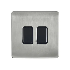 Forum KN-46047 Kinetic 2 Gang Satin Nickel Decorative Cover with Black Switch Dimmable