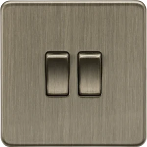 Knightsbridge SF3000AB Screwless 10AX 2G 2-Way Switch - Antique Brass