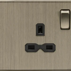 Knightsbridge SFR192RAB Screwless 13A 2G DP Socket + 2G Modular Combination Plate (R) - Antique Brass