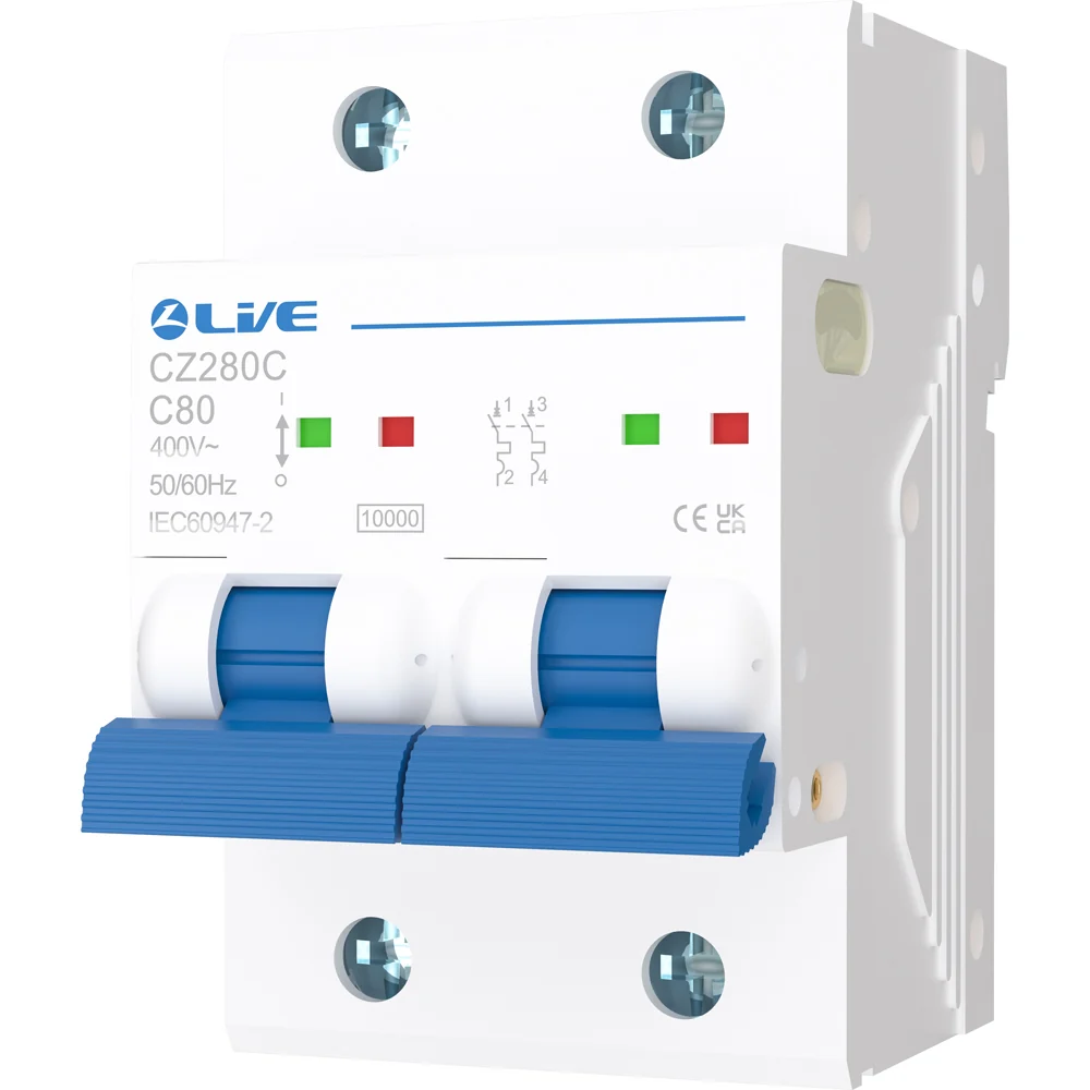 LIVE Electrical CZ280C Double Pole 80A C Curve 10kA MCB - Image 2