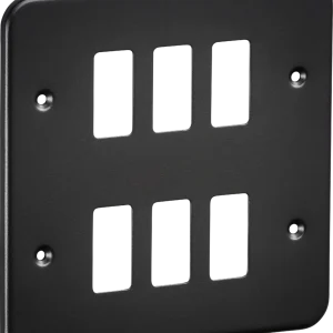 Knightsbridge GDFP006TB 6G Metalclad Grid Faceplate - Textured Sand Black Finish