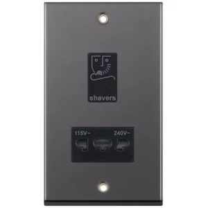 Selectric 7MPRO-432 7M-PRO 115V/230V Dual Voltage Shaver Socket - Black Nickel, Black Insert