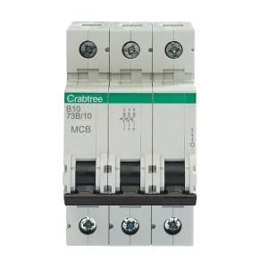 Crabtree 73B/10 Polestar Compact 10A B Curve 16kA TP MCB