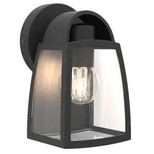 Lutec 5273702012 KELSEY IP44 E27 Small Outdoor Wall Light with Clear Glass - Matt Black (Lamp Not Included)