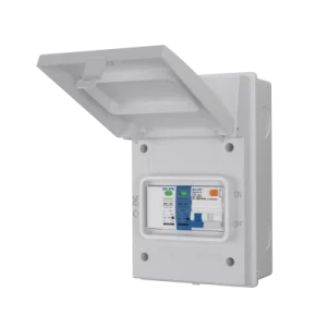 LIVE Electrical AGU5-SNR/W 5 Way IP65 White Metal Garage/EV Charging Unit with 40A Type A DP RCBO C Curve & 20/40kA 1P+N Surge Protective Device