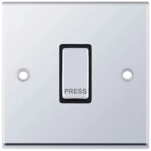 Selectric 7MPRO-506 7M-PRO 1 Gang 1 Way 10AX Push Switch "PRESS" - Polished Chrome, Black Insert