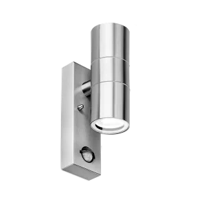 Aurora EN-WL5SS 240V GU10 IP44 Up/Down PIR Wall Light 304 Stainless Steel