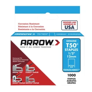 Arrow T50 Staples Stainless Steel 508SS 12mm (1/2in) (Box 1000)