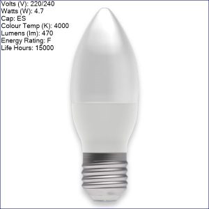 B60698 | BELL 4.7W GENESIS CANDLE OPAL NON-DIM ES 4000K 470LM