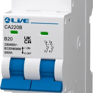 LIVE Electrical CA232B Double Pole 32A B Curve 6kA MCB