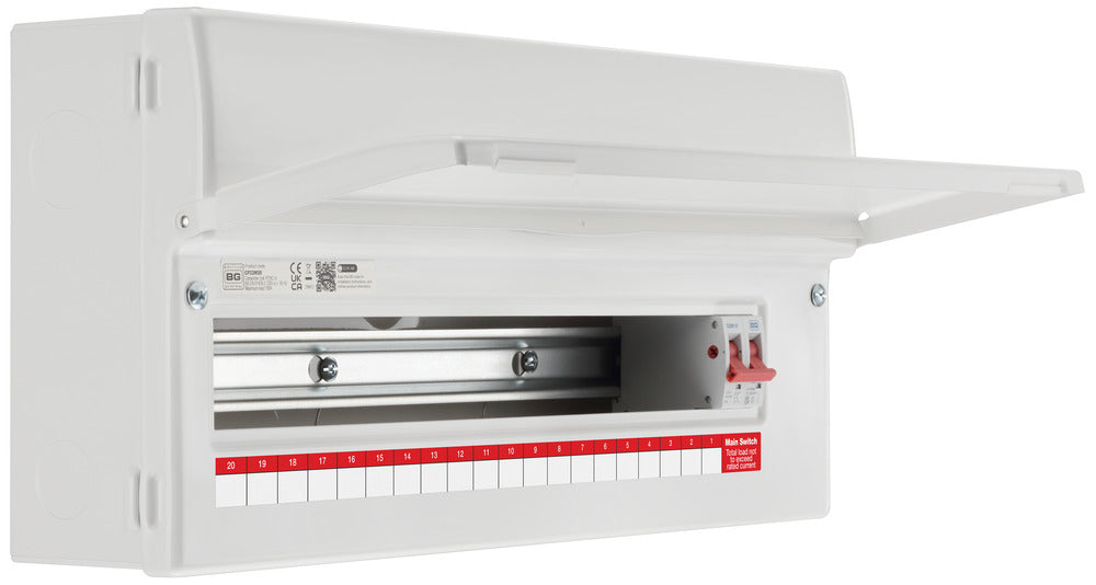 BG Fortress CF22M20 22 Module 20 Way Unpopulated Metal Consumer Unit with 100A Main Switch - Image 2