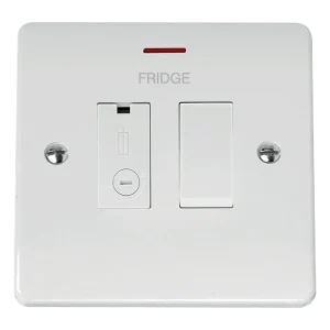 Click Mode CMA2652-FD White Moulded 13A DP Switched Lockable Fused Connection Unit with LED - Fridge Etching