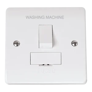 Click Mode CMA651-WM White Moulded 13A DP Switched Fused Connection Unit - Washing Machine Etching
