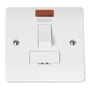 Click Mode CMA652-BL White Moulded 13A DP Switched Fused Connection Unit with Neon - Boiler Etching