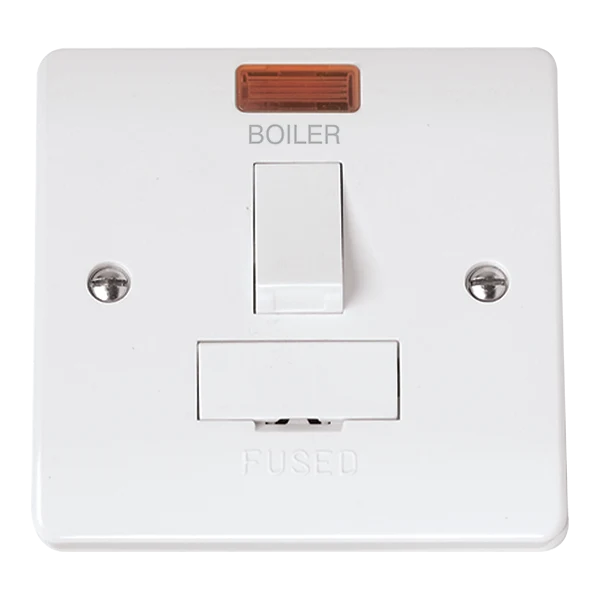 Click Mode CMA652-BL White Moulded 13A DP Switched Fused Connection Unit with Neon - Boiler Etching - Image 2