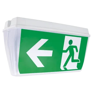 ESP D151AWH Duceri Emergency Exit Sign Bulkhead 3W LED IP65 All Legends Lithium Battery Maintained White