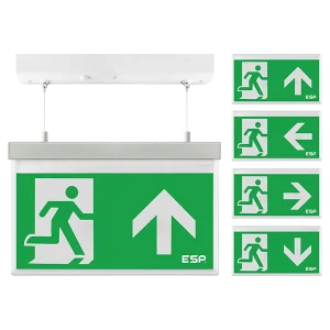 ESP D330AWH Duceri Emergency Hanging Exit Sign 3W LED IP20 All Legends Lithium Battery Maintained White