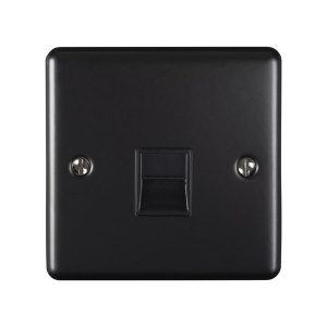 EUROLITE ENHANCE DECORATIVE MATT BLACK SLAVE TELEPHONE SOCKET WITH BLACK TRIM