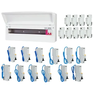 FuseBox F3021MZ 21 Way T2 SPD Consumer Unit + 12 Type A RCBOs & 9x FREE DIN Rail Blanks