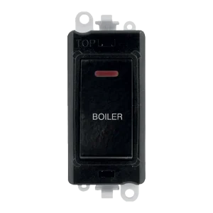 Click GridPro GM2218BK-BL 20AX Double Pole Switch with LED Module printed "Boiler" - Black