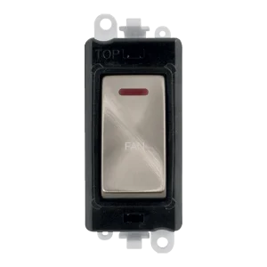 Click GridPro GM2218BKBS-FN 20AX Double Pole Switch with LED Module printed "Fan" - Brushed Stainless (Black)
