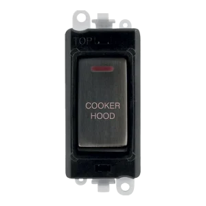 Click GridPro GM2218BKBZ-CH 20AX Double Pole Switch with LED Module printed "Cooker Hood" - Matt Bronze (Black)