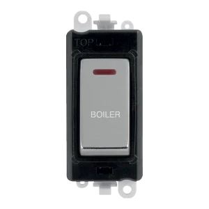 Click GridPro GM2218BKCH-BL 20AX Double Pole Switch with LED Module printed "Boiler" - Polished Chrome (Black)