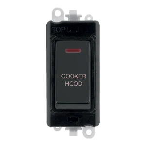 Click GridPro GM2218BKMB-CH 20AX Double Pole Switch with LED Module printed "Cooker Hood" - Matt Black (Black)