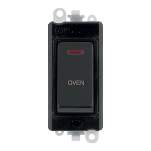 Click GridPro GM2218BKMB-OV 20AX Double Pole Switch with LED Module printed "Oven" - Matt Black (Black)