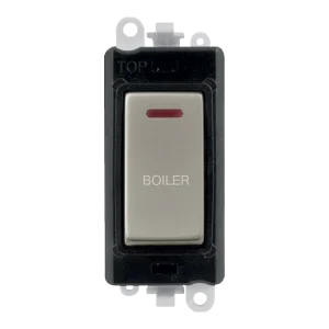 Click GridPro GM2218BKPN-BL 20AX Double Pole Switch with LED Module printed "Boiler" - Pearl Nickel (Black)