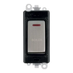 Click GridPro GM2218BKSS-BL 20AX Double Pole Switch with LED Module printed "Boiler" - Stainless Steel (Black)