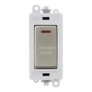 Click GridPro GM2218PWPN-CH 20AX Double Pole Switch with LED Module printed "Cooker Hood" - Pearl Nickel (Polar White)