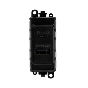 Click GridPro GM2586BK Dual USB Charging Module - 2.4A Type A & 3A Type C - Black
