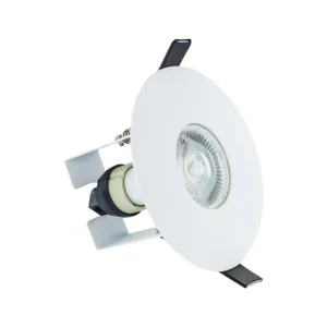 Integral ILDLFR70D013 Evofire Fire Rated Downlight 70-100mm Cutout IP65 White Round +GU10 Holder & Insulation Guard