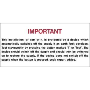 iSigns IS72100R Industrial Signs R.C.D. Test Label 130mm x 60mm Self Adhesive Vinyl (Roll of 100)
