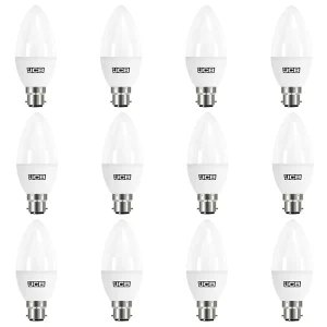 JCB S10979 B22 BC Candle LED Bulb Opal 4.9W 470lm Daylight 6500K (12 Pack)