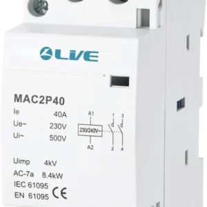 LIVE Electrical MAC2P40 2 Pole 40A Modular AC Contactor