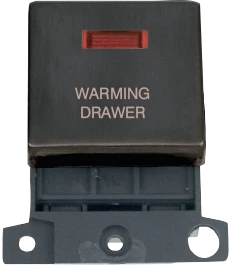 Click MiniGrid MD023BZ-WDR 20A DP Ingot Switch Module + Neon "Warming Drawer" - Matt Bronze