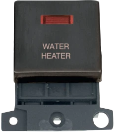 Click MiniGrid MD023BZ-WH 20A DP Ingot Switch Module + Neon "Water Heater" - Matt Bronze