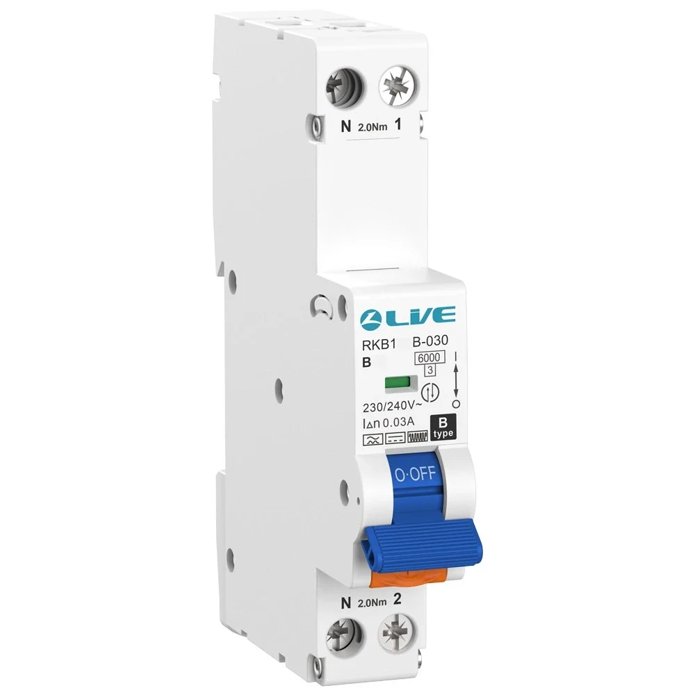 LIVE Electrical RKB140C-030 40A 1P+N C Curve 6kA 30mA Type B Bi-Directional Compact RCBO
