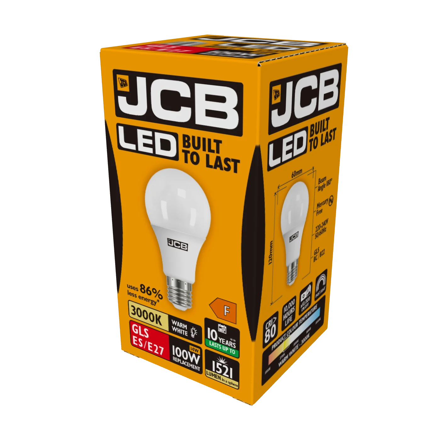 JCB S10994 E27 ES GLS LED Bulb Opal 14W 1521lm Warm White 3000K
