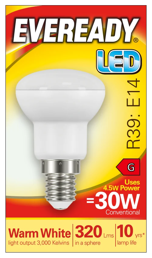 Eveready S13630 E14 SES Reflector R39 LED Bulb Opal 4.5W 320lm Warm White 3000K - Image 3
