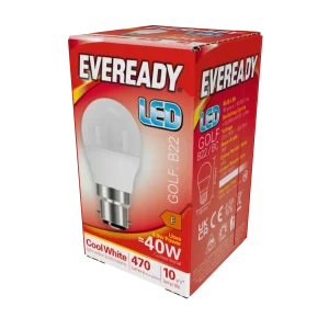 Eveready S14320 B22 BC Golf LED Bulb Opal 4.9W 470lm Cool White 4000K