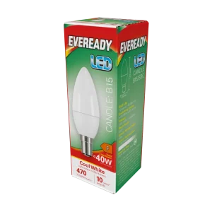 Eveready S14323 B15 SBS Candle LED Bulb Opal 4.9W 470lm Cool White 4000K (5 Pack)