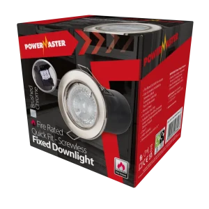 Powermaster S6592 IP20 Fire Rated Fixed Downlight - Brushed