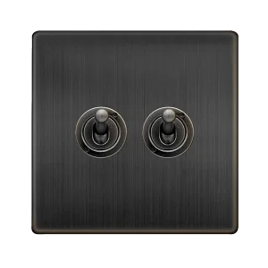 Click Definity Complete SFBZ422 10AX 2 Gang 2 Way Toggle Switch - Matt Bronze