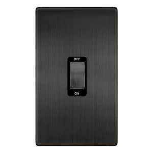 Click Definity Complete SFBZ502BK 50A Ingot 2 Gang Double Pole Switch - Matt Bronze Cover Plate - Black Insert