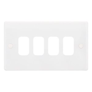 Selectric SGRID360-170 GRID360 Smooth White Moulded 4 Aperture Modular Front Plate